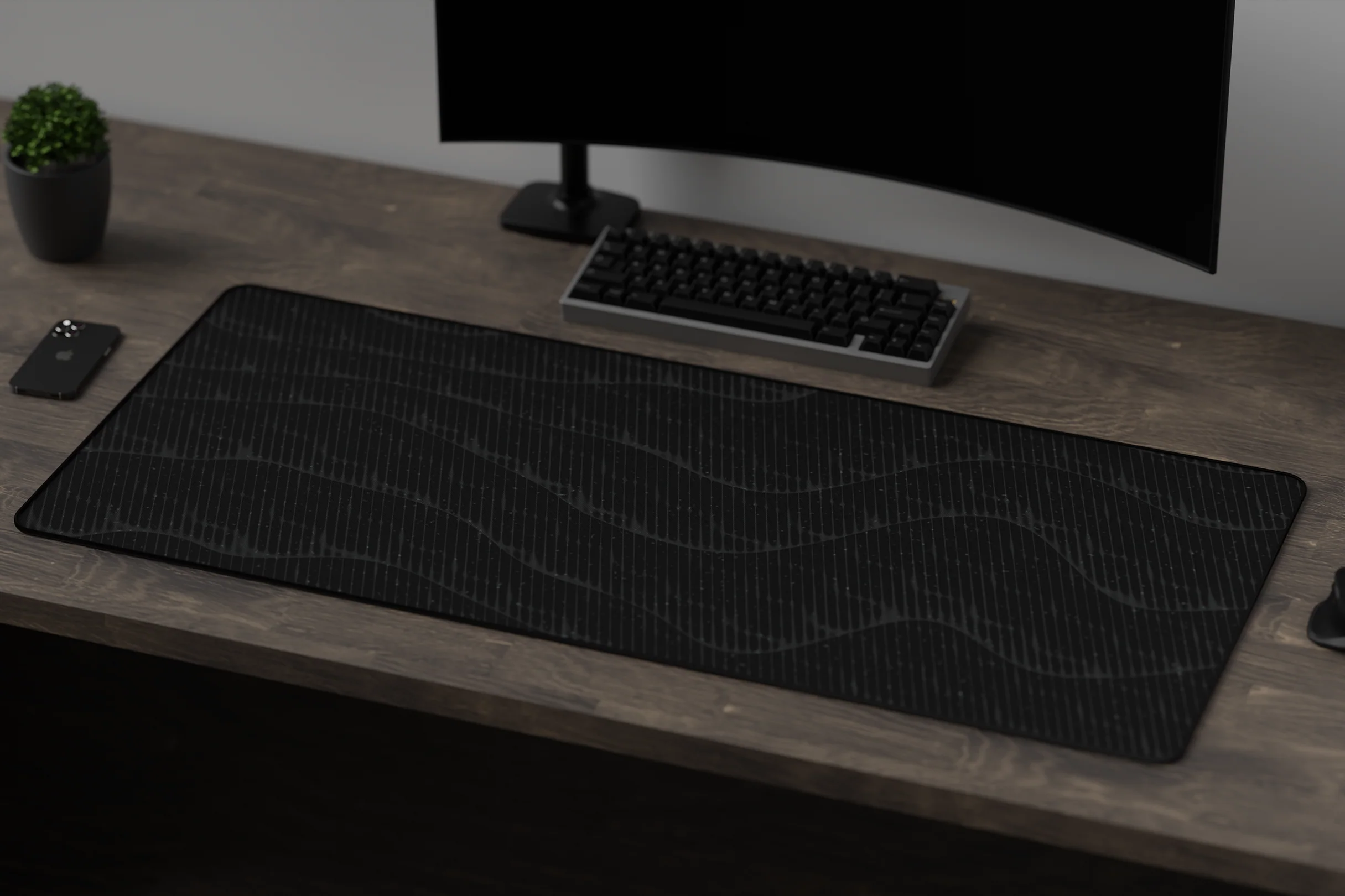 [In Stock] Grey on Black Deskmat - Image 2