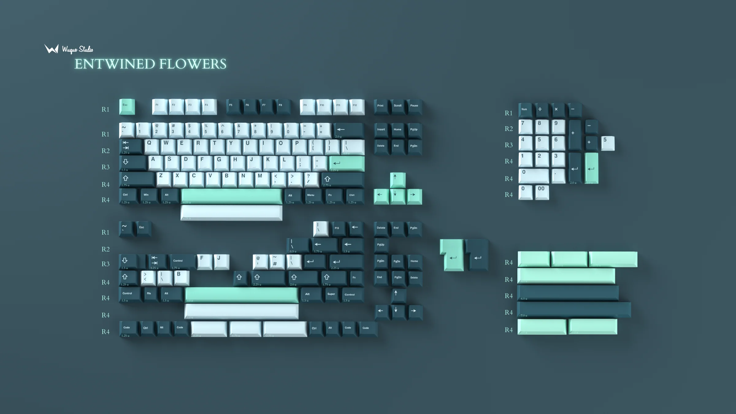 [In Stock] Wuque Studio PBT Entwined Flowers Keycap Set - Image 9